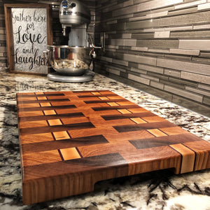 End Grain - Hickory, Maple, Walnut, Purpleheart